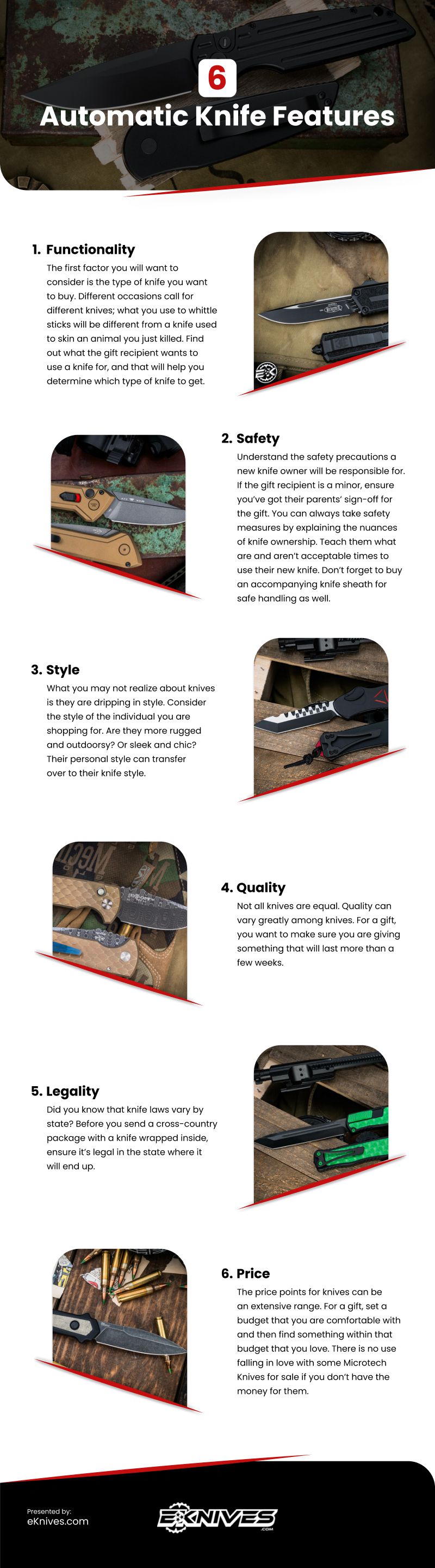 6 Automatic Knife Features Infographic